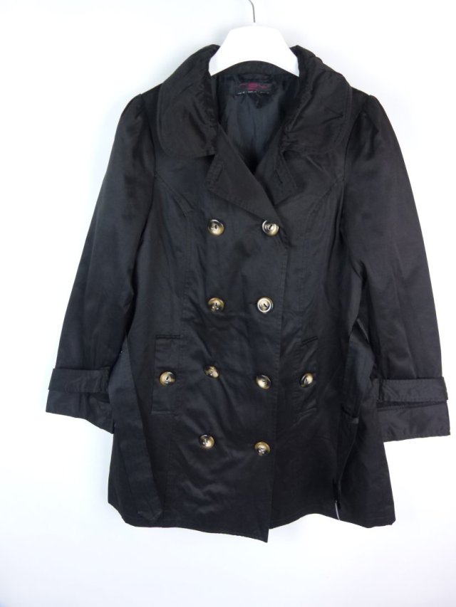 New Look czarny płaszcz z paskiem 14 / 40