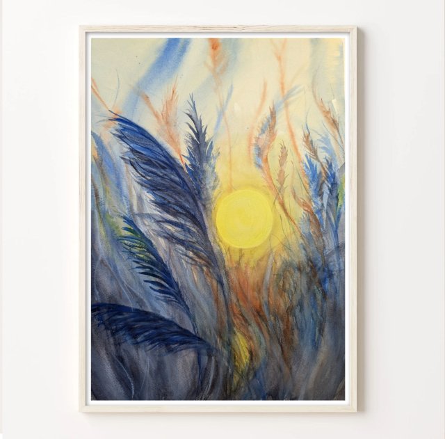 Łąka. Oryginalna akwarela A3