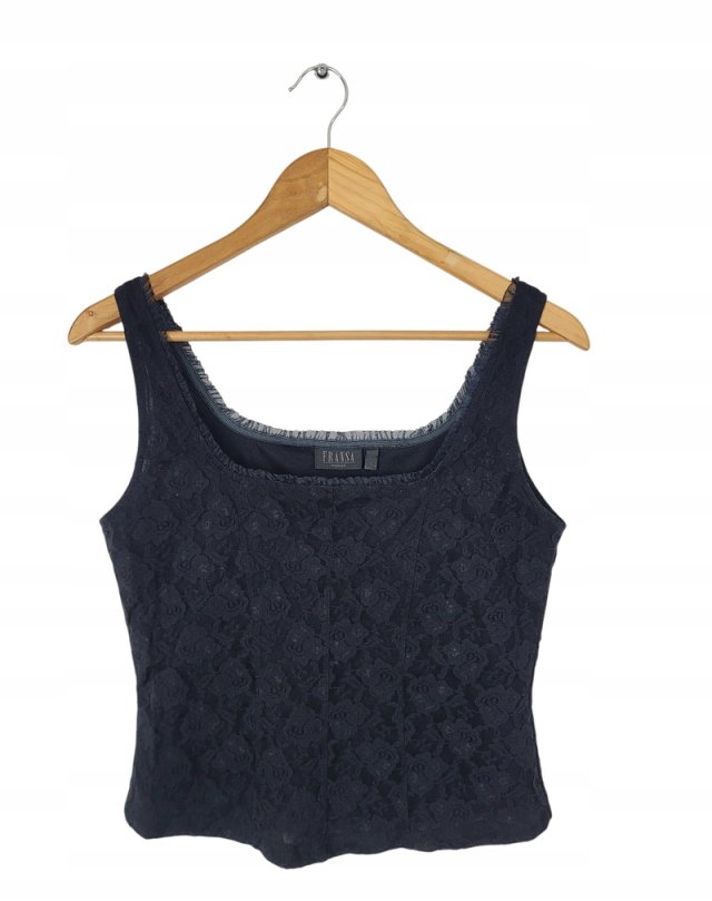 FRANSA bluzka top  koronka czarna 40 L