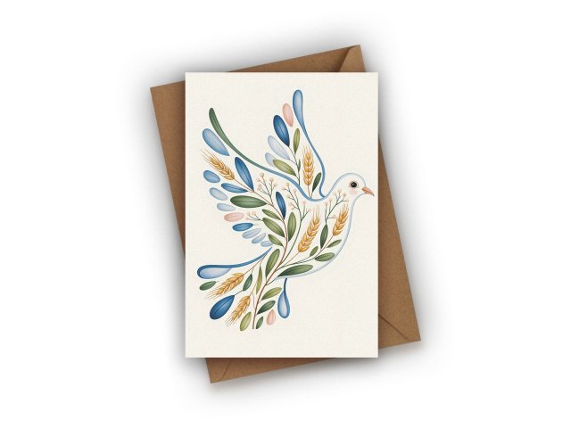 KARTKA Z GOŁĘBIEM- NA CHRZEST ŚWIĘTY, KOMUNIĘ, BIERZMOWANIE