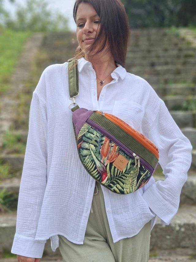 Kolorowa nerka XL z żakardu i weluru Madera