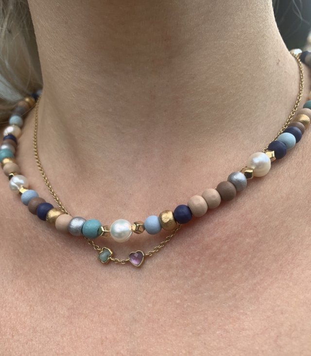 Naszyjnik boho perły i błękit
