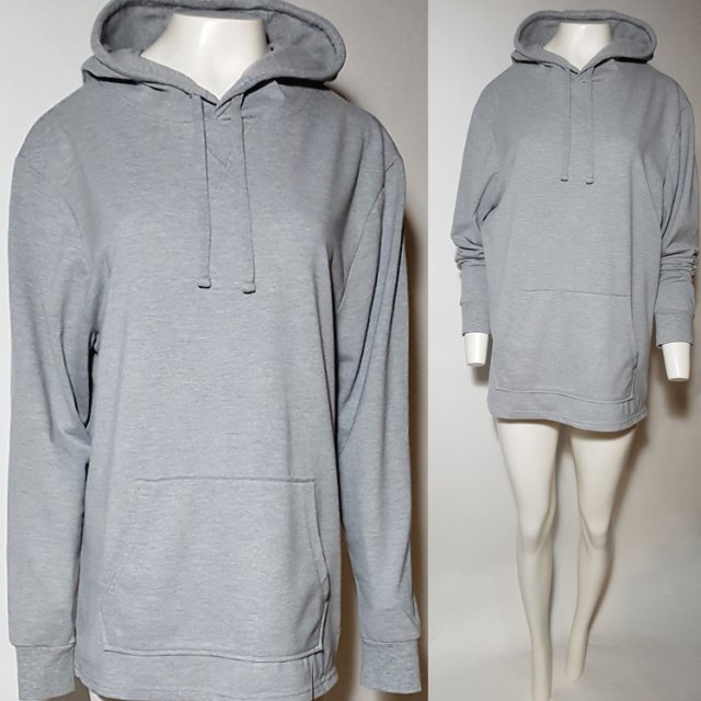 Duża szara bluza z kapturem kieszeń kangur długie rękawy unisex R XL / 42 44 46 Hu76