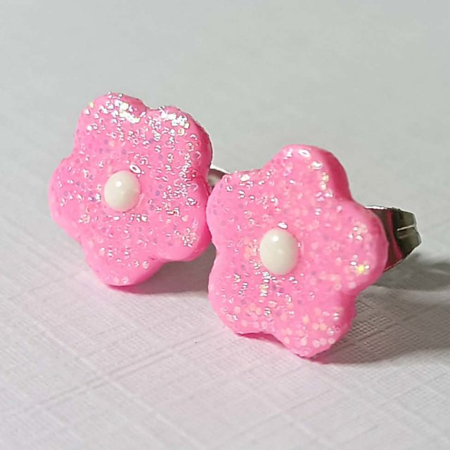 Kolczyki różowe kwiatki
