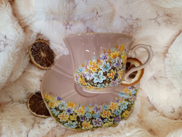 Runo kwiatowe ręcznie malowany komplet