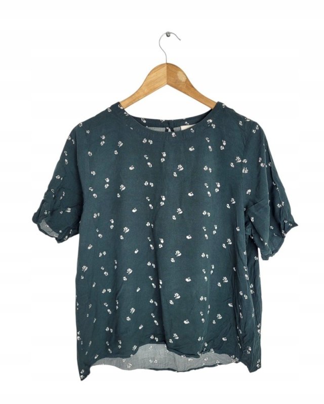 VAKKER butelkowa zieleń wzór bluzka wiskoza 40 L