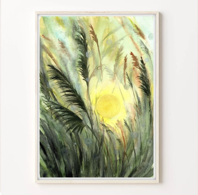 Oryginalna akwarela A4. Łąka