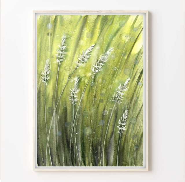 Oryginalna akwarela A4. Łąka