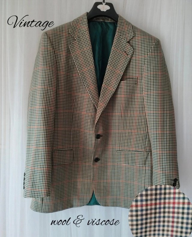 Vintage Mr Harry wełniany marynarka vintage krata tweed 40 L