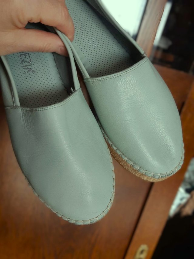 Venezia * miętowe zielone espadryle * skóra naturalna 37 NOWE