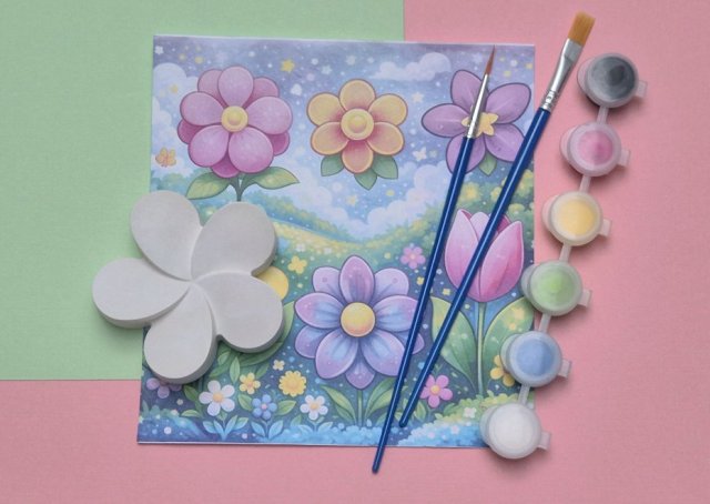 Zestaw kreatywny dla dzieci ZAMIAST ekranów i słodyczy - prezent do malowania (DIY) seria Kwiaty