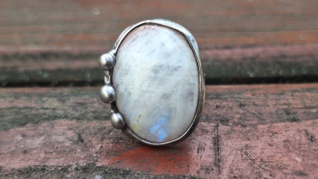 Kamień księżycowy - pierścionek regulowany