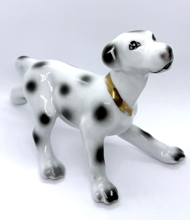 Figurka dalmatyńczyk Ręcznie malowana porcelana Rumunia Vintage New Look lata 70-80 XX w PRL