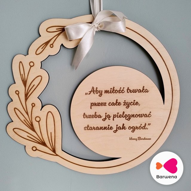 Wianek ślubny z cytatem - dekoracja ściany
