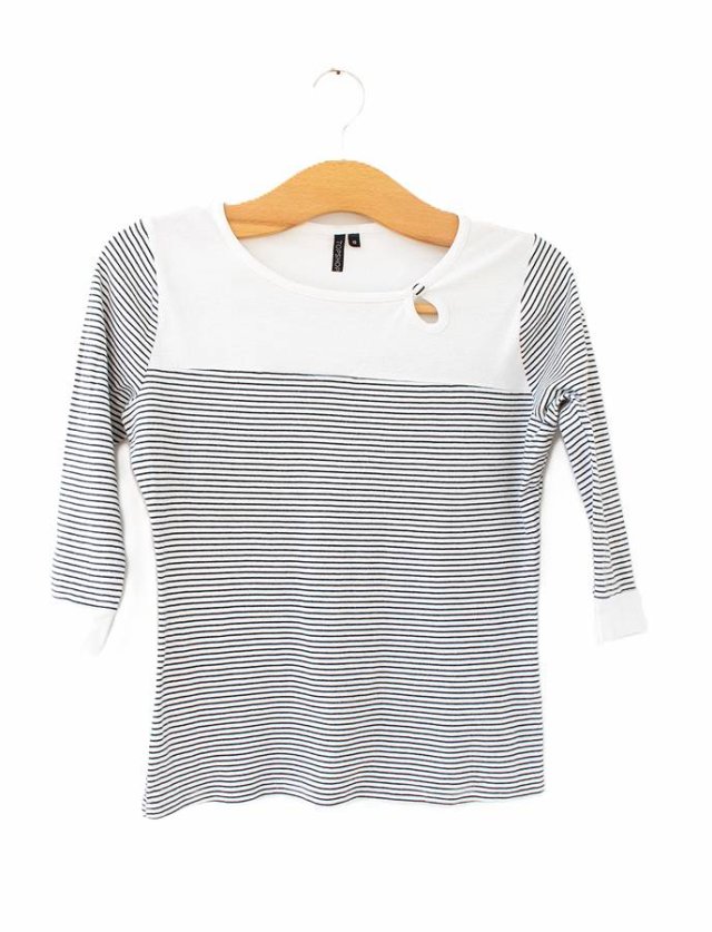 Bluzka w paski vintage wiskoza Topshop łezka na dekolcie