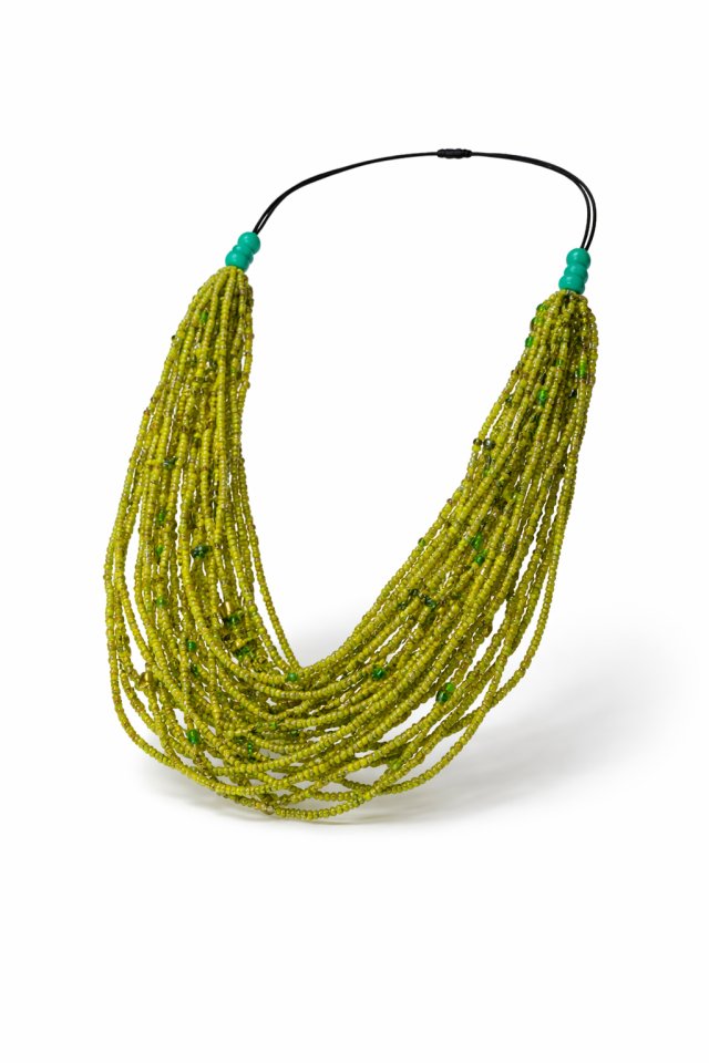 Wielowarstwowy Naszyjnik Boho z Zielonych Koralików - Lime Cascade