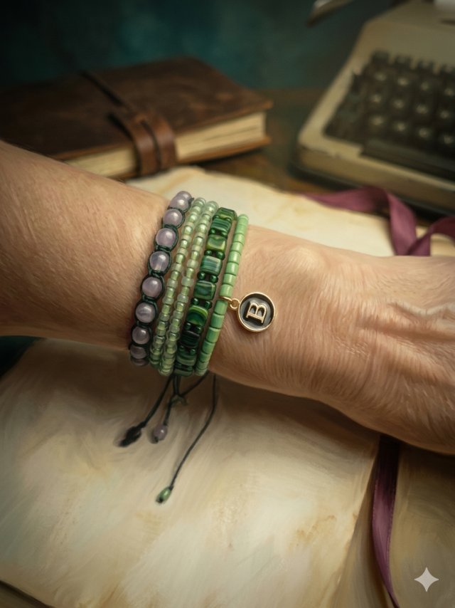 Ręcznie Robiony Zestaw 4 Bransoletek Boho z Literą "B"