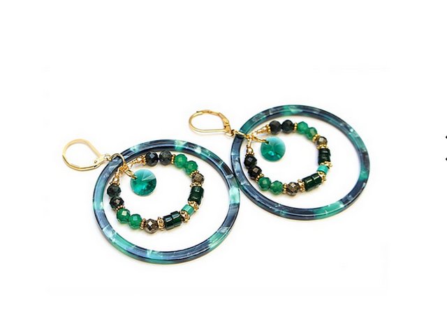 Kolczyki Wianki circle (green mix)