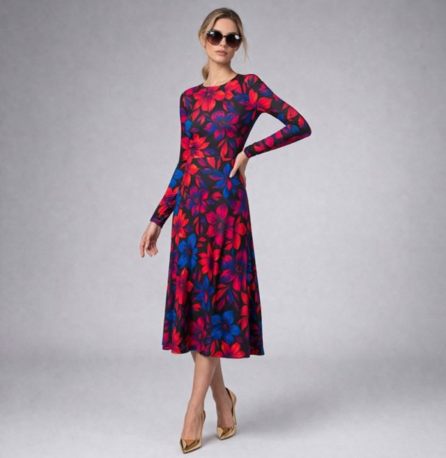 Sukienka basic - Sara Flower Power