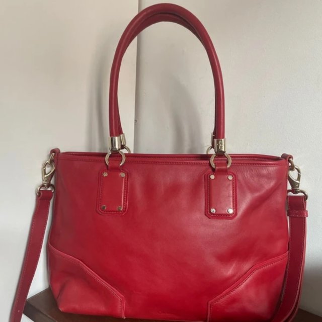 Cole Haan Czerwona Torebka Torba Skóra Naturalna mieści A4