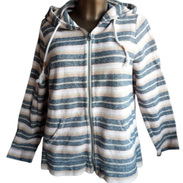 Fatface Bluza z Kapturem Bawełna Paski L XL