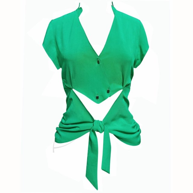 Bluzka malachitowa wiązana z przodu