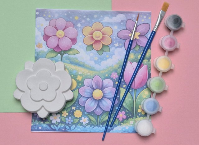 Zestaw kreatywny dla dzieci ZAMIAST ekranów i słodyczy - prezent do malowania (DIY) seria Kwiaty