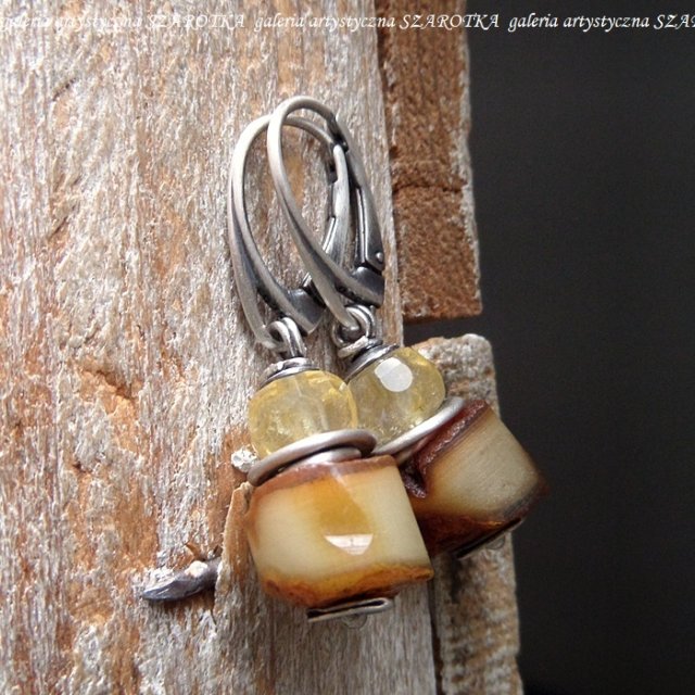 PANCAKES kolczyki z bursztynu  i srebra