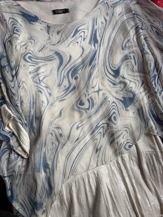 Made in Italy  Silk i viscoza nietoperz dwuwarstwowa   luźna ciekawa zwiewna bluzka