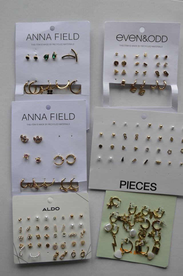 nowe kolczyki 63 pary 6 zestawów