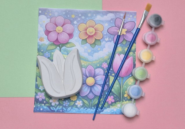 Zestaw kreatywny dla dzieci ZAMIAST ekranów i słodyczy - prezent do malowania (DIY) seria Kwiaty