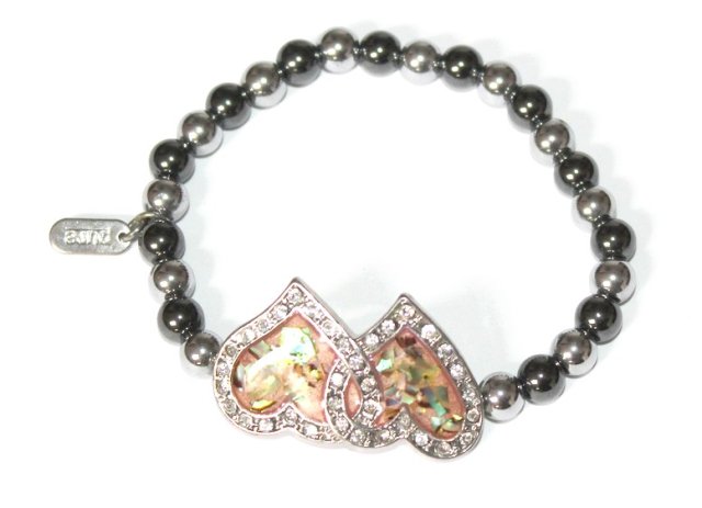 PURE elegancka bransoletka perłowe serca koraliki