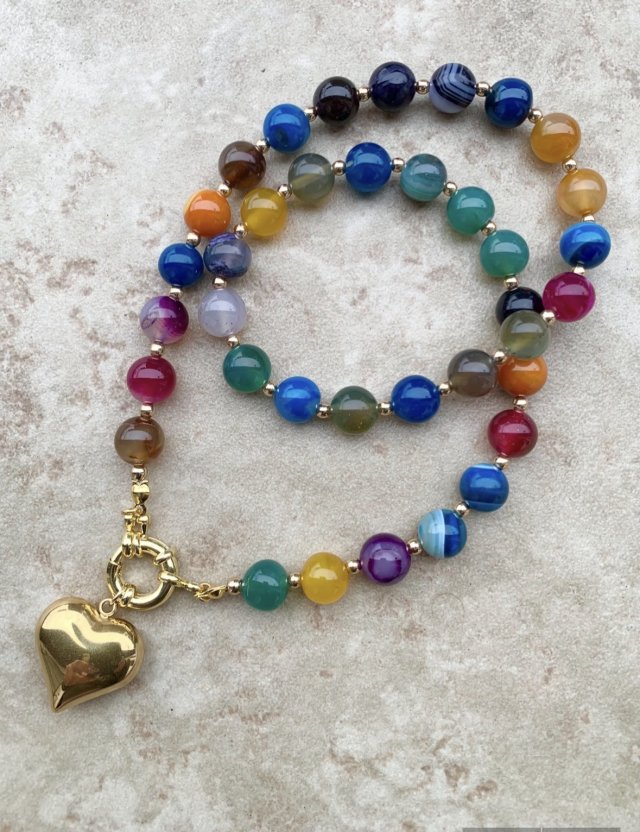 Tęcza - naszyjnik z wielobarwnych Agatów