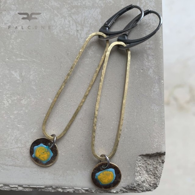 Kolczyki Polne Kwiaty - Turkus i Ochra w Złocie