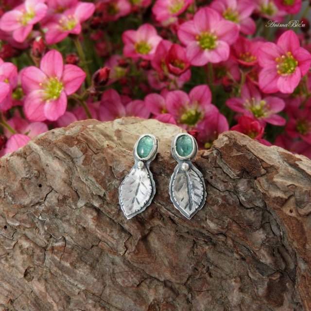 Kolczyki srebrne z indygolitem wkrętki