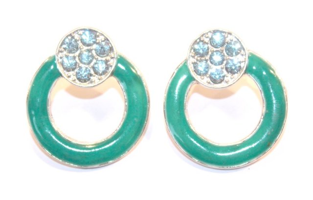 Piękne KOLCZYKI zielone  koła dżety