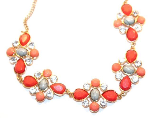 Efektowna KOLIA naszyjnik arbuzowe  oczka