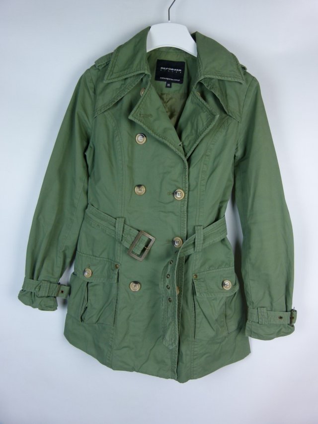 Reporter Silver damski wiosenny płaszcz z paskiem / XS