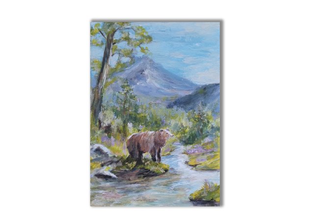 Tatry. Niedźwiedź. Obraz ręcznie malowany.