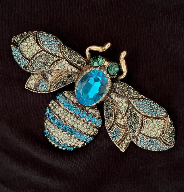 Duża broszka brosza pszczoła kryształki styl Vintage zjawiskowa