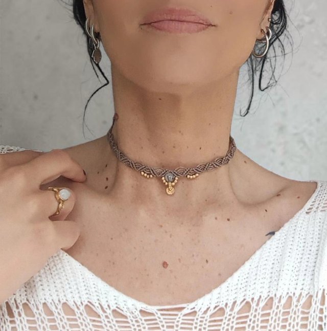 kwarc z turmalinem pleciony choker