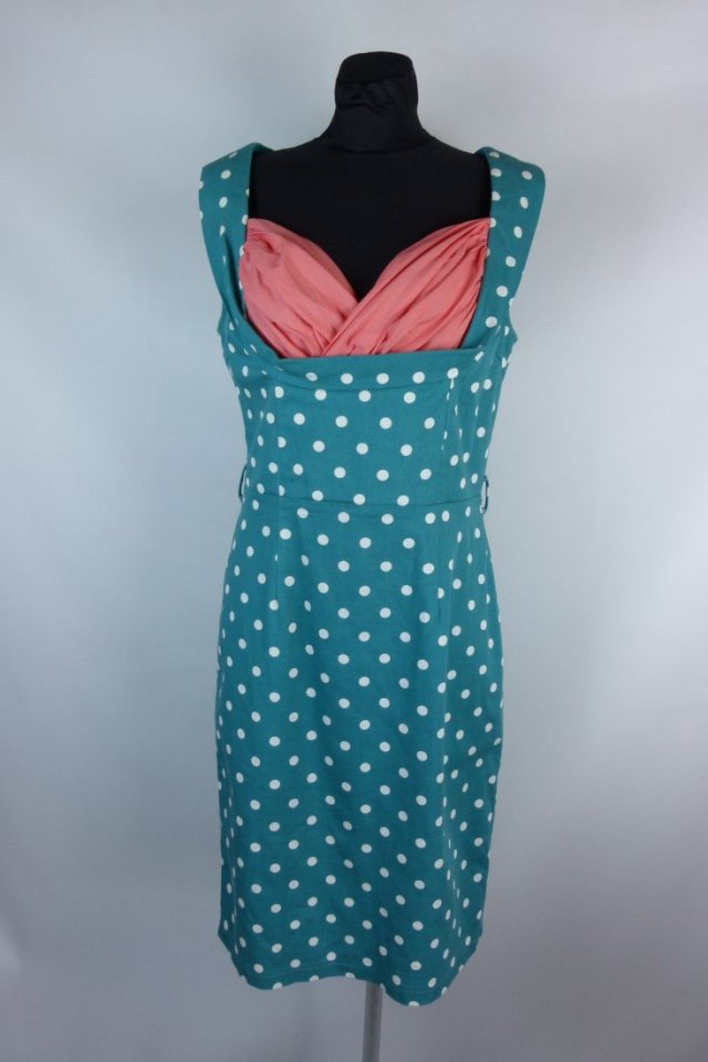 Lindy Bop - Vanessa sukienka do kolan grochy bawełna 14 / 40