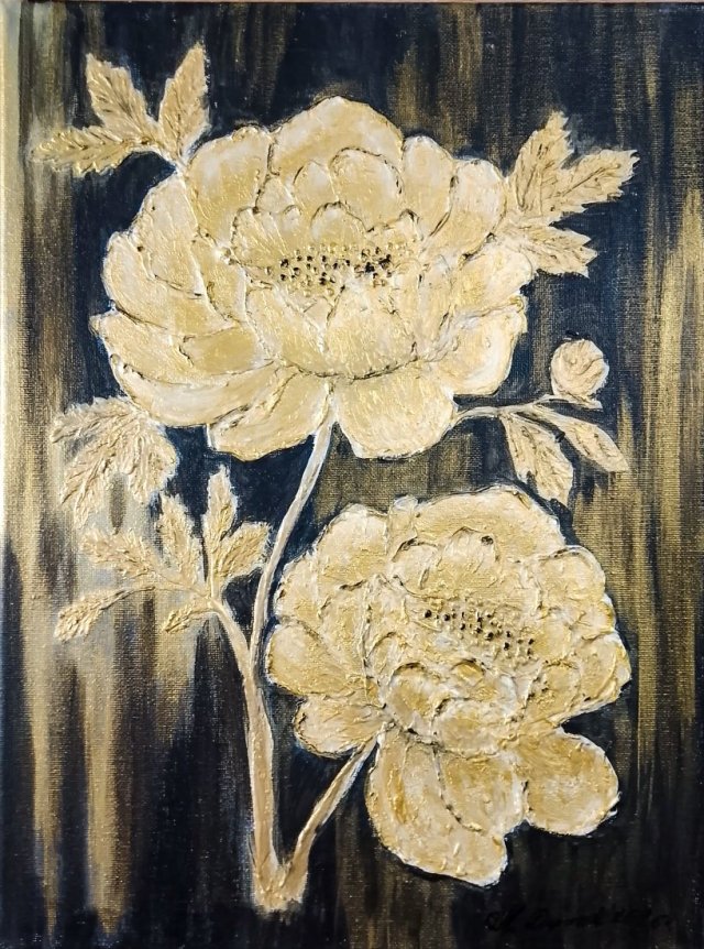 ELEGANCKI OBRAZ STRUKTURALNY Z WIDOCZNĄ TEKSTURĄ 3D - "ZŁOTE ZWIEŃCZENIE" (dostawa gratis)