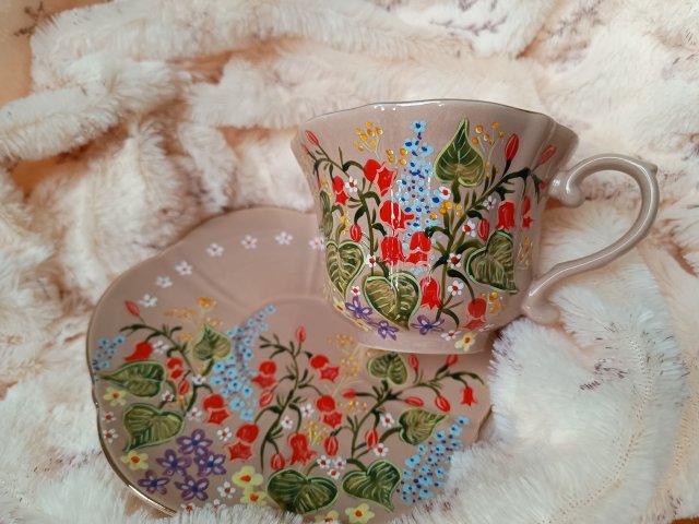 Wiosenny komplet ręcznie malowany kwiaty łąka