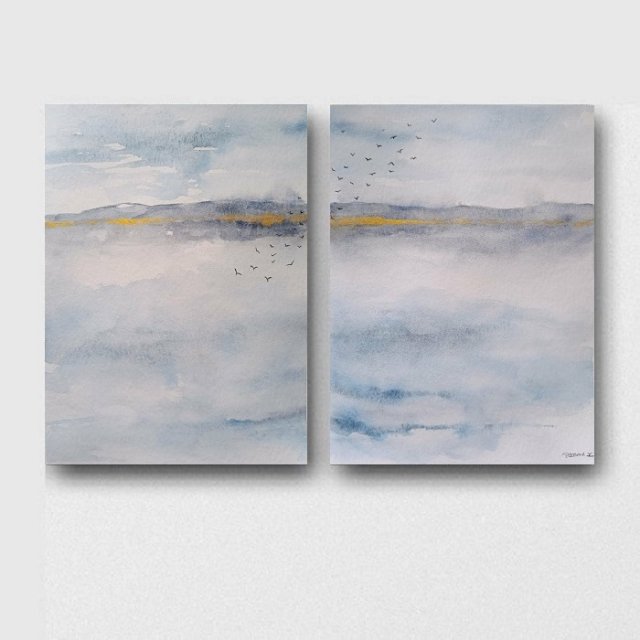 Dwa pejzaże- obrazy  akwarela