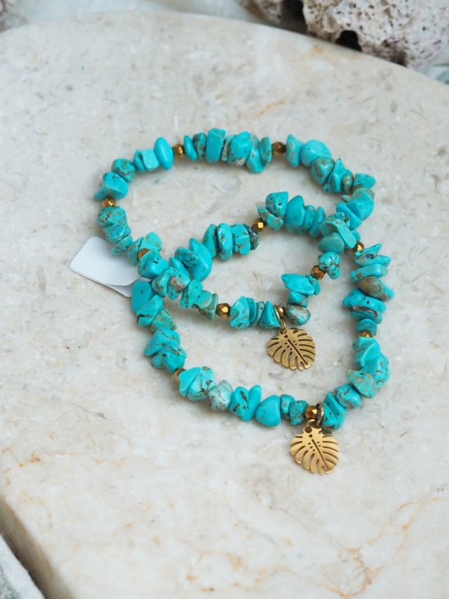 Bransoletka nieregularny kształt z turkusu sieczka | Biżuteria ręcznie robiona | DomilkowyDomek