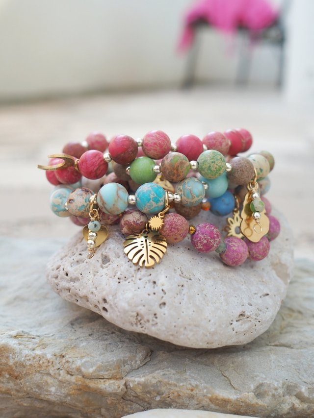 Lazurowa bransoletka z jaspisu cesarskiego – ręcznie robiona biżuteria DomilkowyDomek