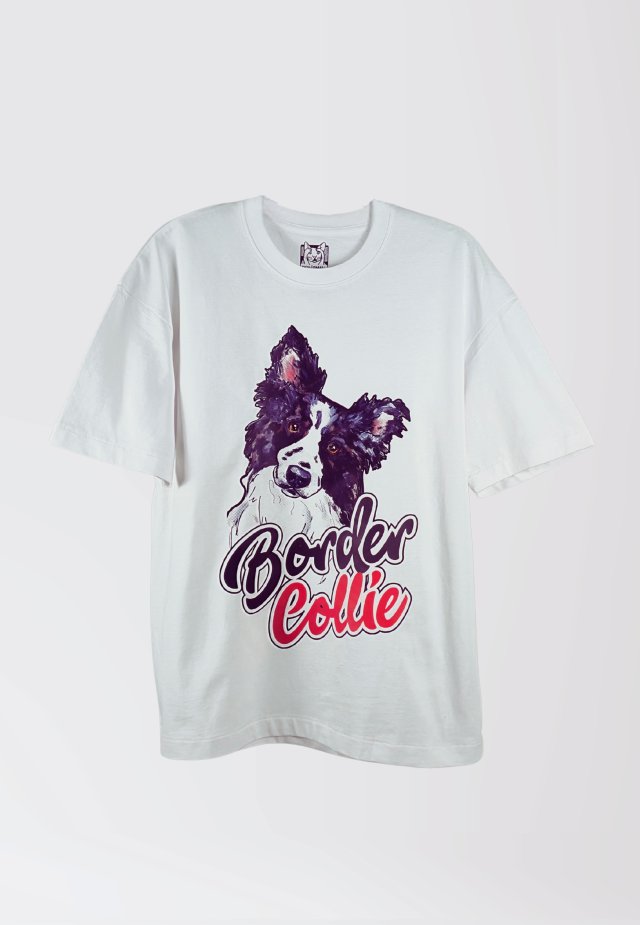 T-shirt - PIES BORDER COLLIE - unisex / small - BIAŁA