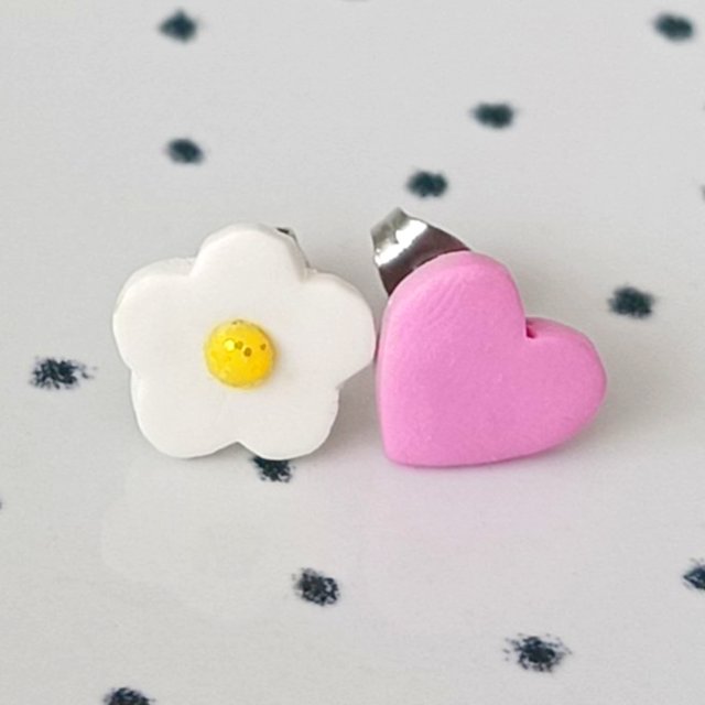 Kolczyki stokrotka i serduszko