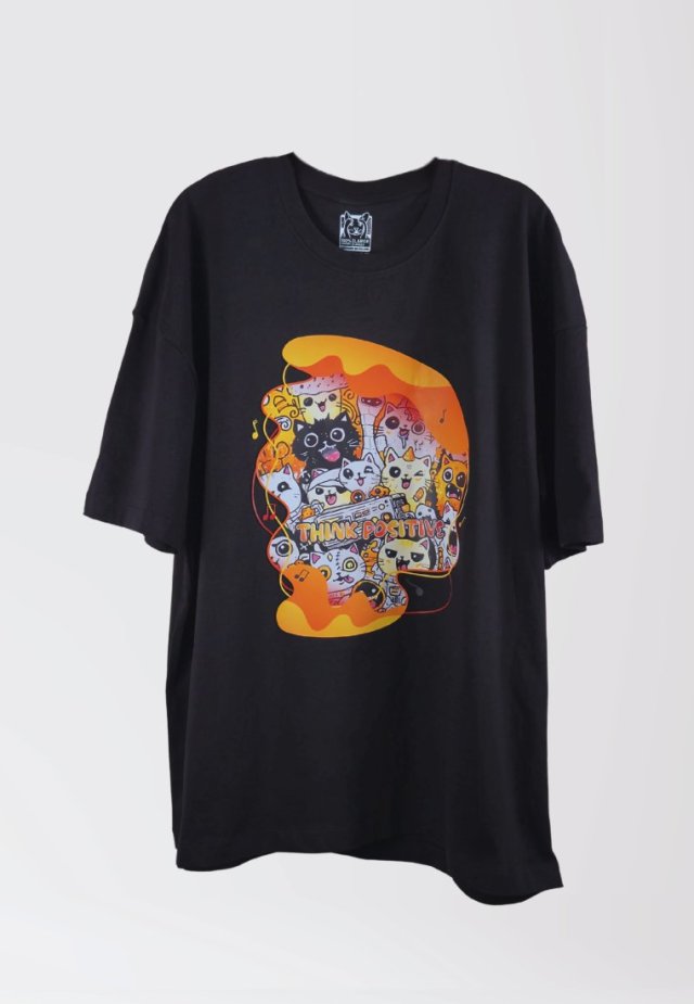 T-shirt - KOTY - Think Positive - UNISEX / OVERSIZE Large - czarna
